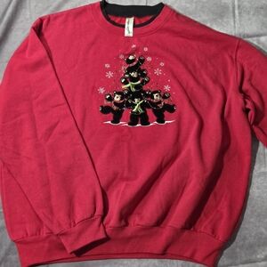Decorated Originals Red Bears Xmas Tree Crewneck Sweatshirt Wm XL Grannycore EUC